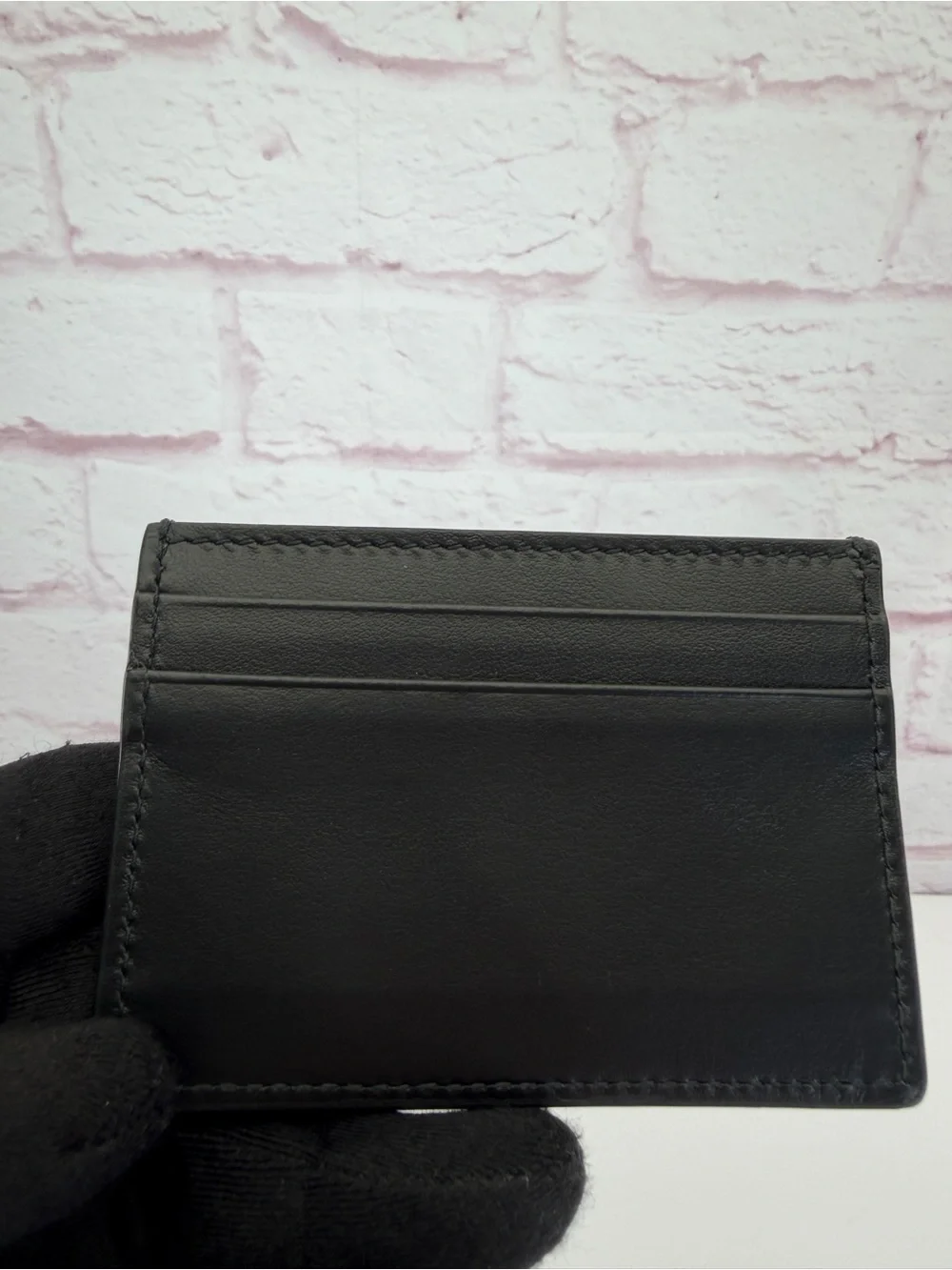 Gucci Black Leather Card Holder Gold Logo